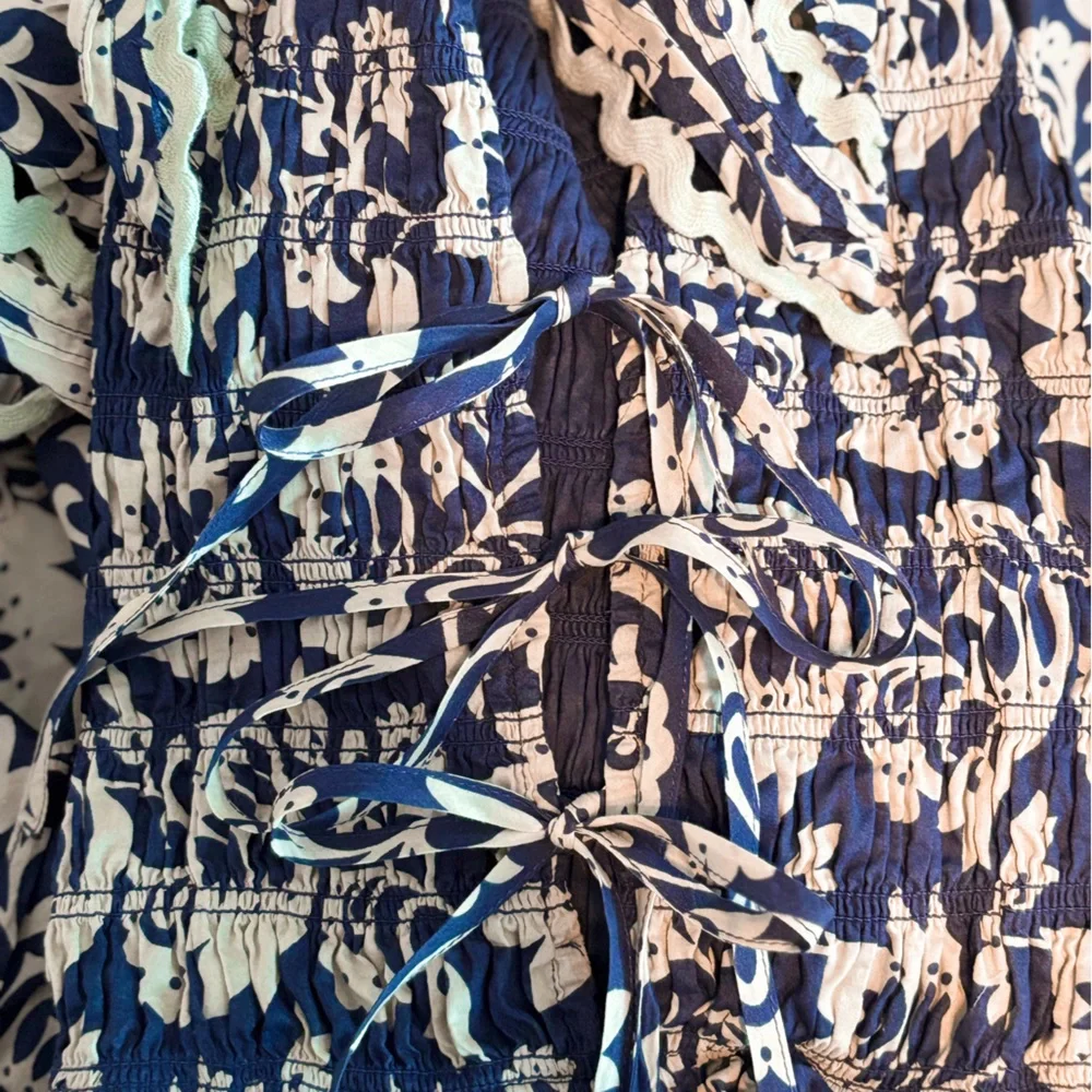 Sea New York Navy and Cream Mint Patterned Dress Women Small - Picture 13 of 13